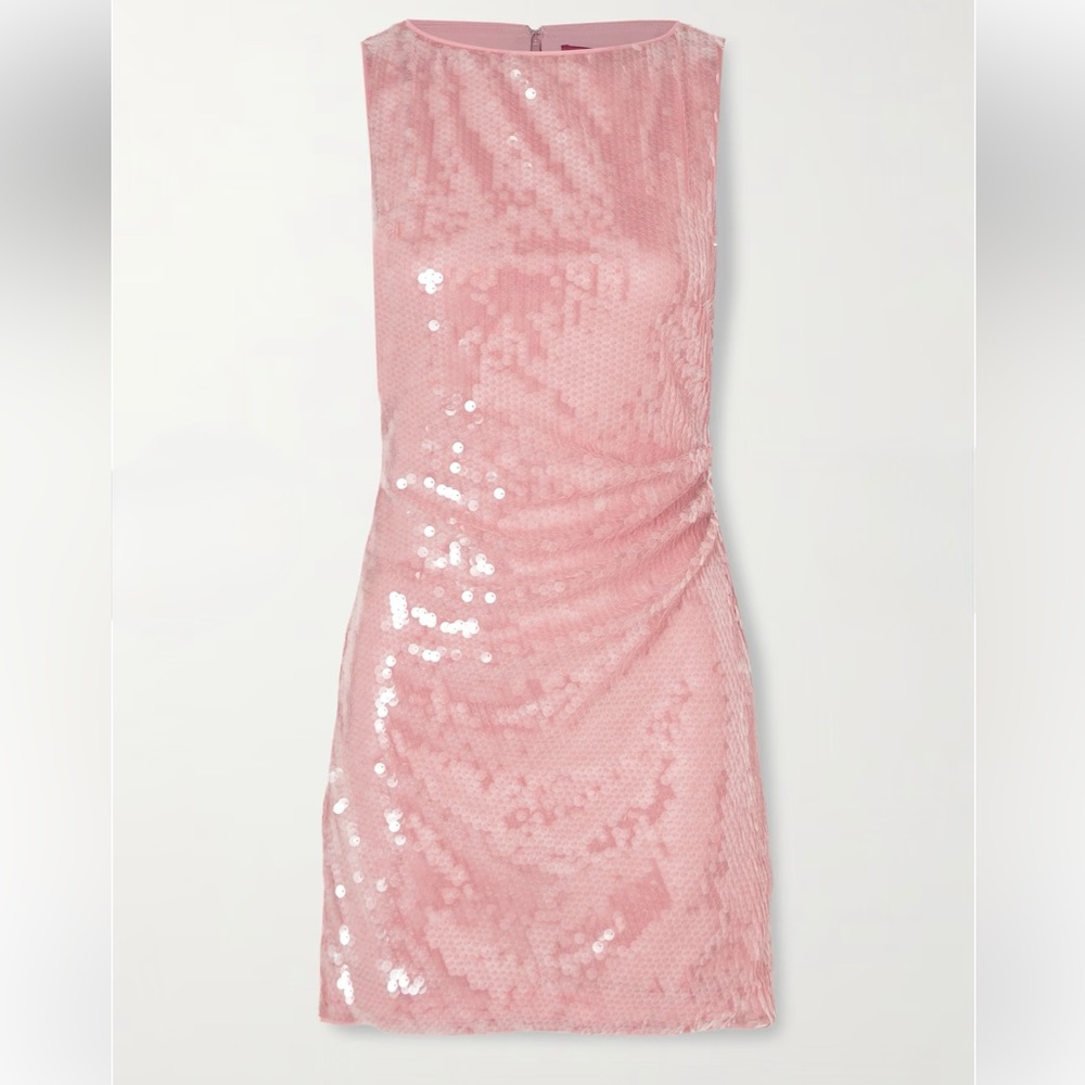 NWT STAUD Eton Sequined Tulle Pink Mini Dress Sz L - Picture 5 of 16